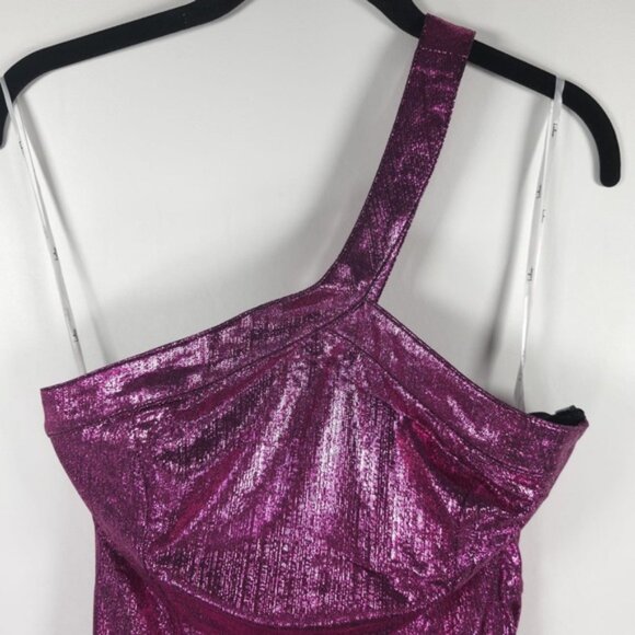 NWT‎ Lulus Dancefloor Bombshell Metallic Pink One-Shoulder Mini Dress Size M & L - Picture 5 of 14